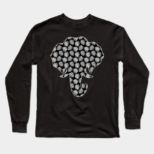 Elephant Monstera Leaf Pattern Long Sleeve T-Shirt